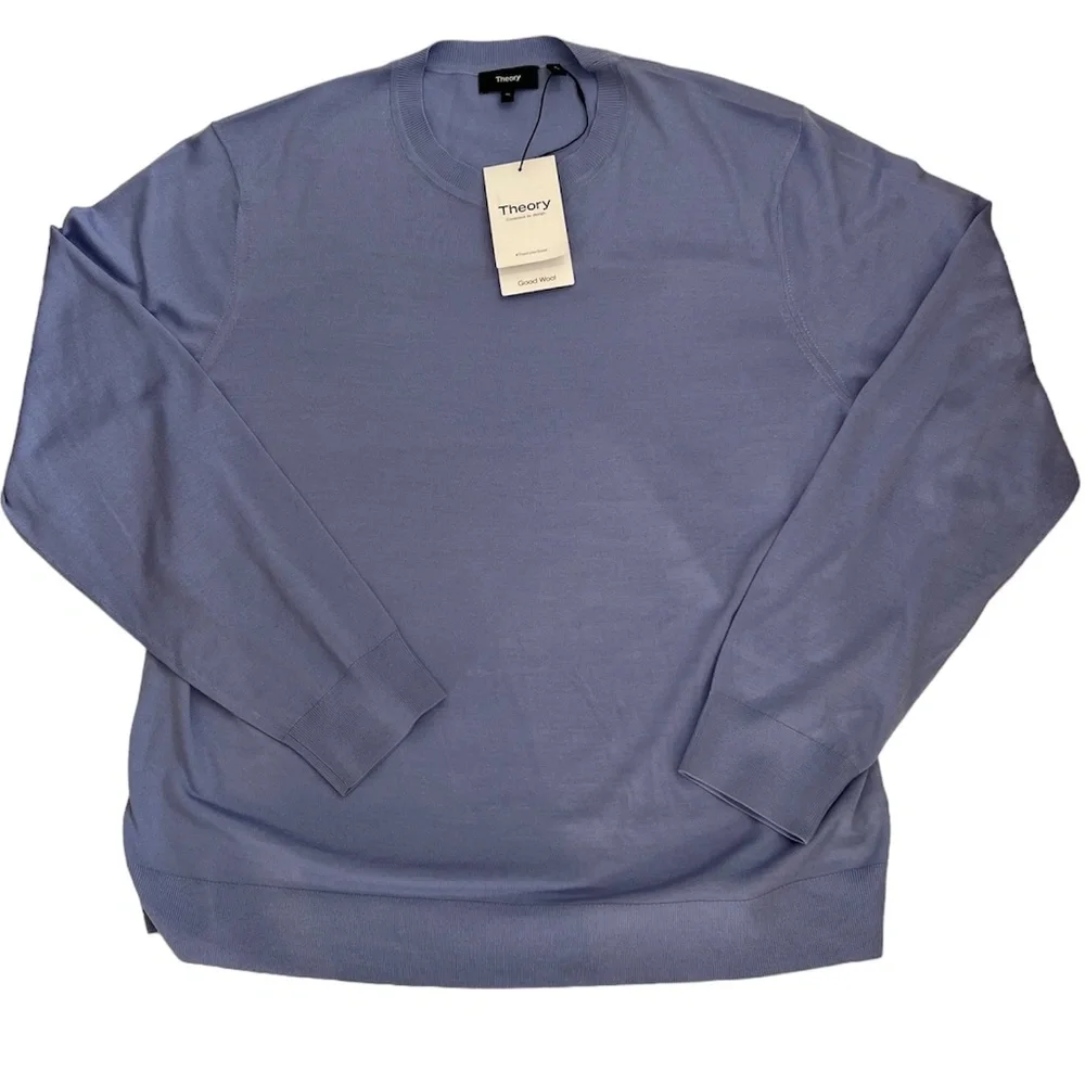 Theory Slim Fit Wool Sweater in Grotto (Periwinkle Blue) Size XL. NWT